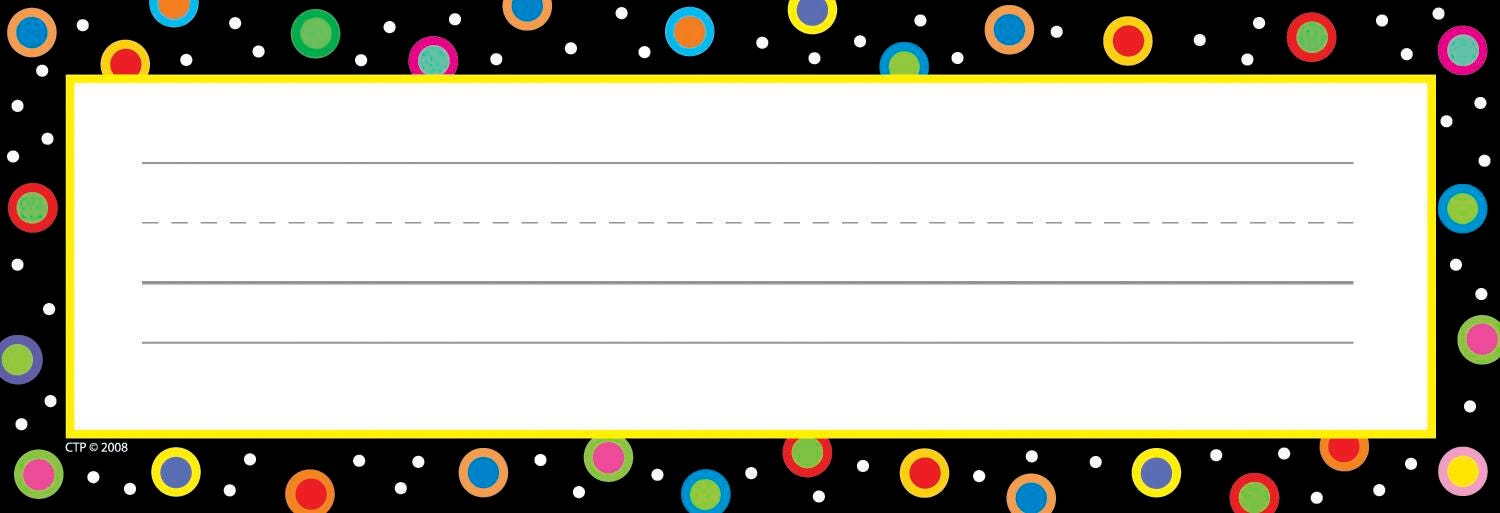 Creative Teaching Press Dots on Black Name Plates, 9-1/2 x 3-1/4 Inches, Pack of 36, Item Number 1334980